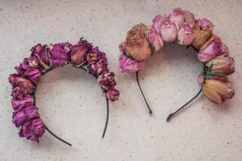 Two Pink Rose Flower-accent Headbands on White Surface Two Pink Rose Flower-accent Headbands on White Surface