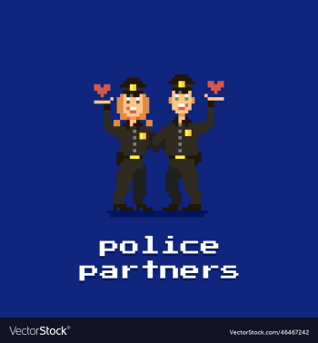 two police officers of different genders embracing two police officers of different genders embracing