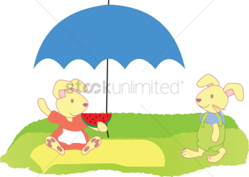 Two rabbits having a picnic Two rabbits having a picnic