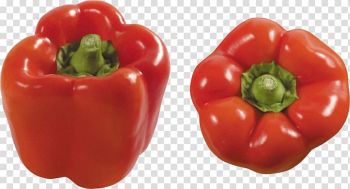 Two red bell peppers , Bell pepper Banana pepper Jalapeño Vegetable, Pepper transparent background PNG clipart