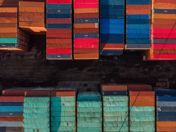Two Rows Of Stacked Shipping Containers Two Rows Of Stacked Shipping Containers
