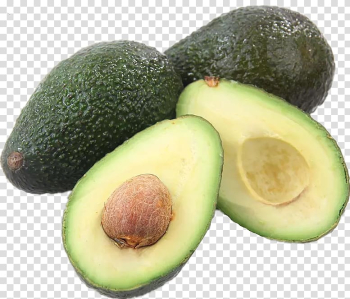 Two sliced avocados near two unsliced avocado fruits, Avocado Fruit Auglis, Avocado cut in half transparent background PNG clipart