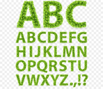 Typeface Font - Grass green leaves alphabet Typeface Font - Grass green leaves alphabet