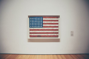 U.S.A. flag on wall with frame U.S.A. flag on wall with frame