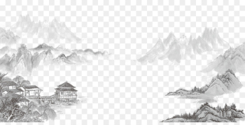 u56fdu753bu5c71u6c34 Ink wash painting Shan shui - The house between Chinese ink and wash landscapes 
