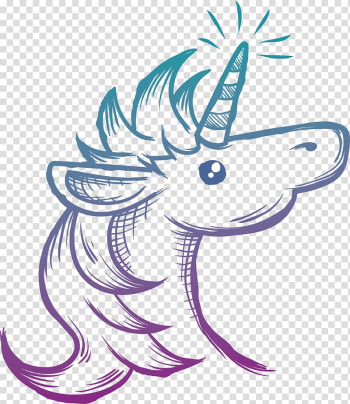 Unicorn , Unicorn Drawing Painting, Hand painted Unicorn with gradient colors transparent background PNG clipart