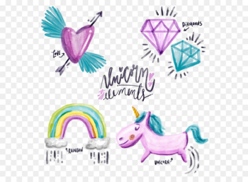 Unicorn Watercolor painting Download - Vector painted unicorn 