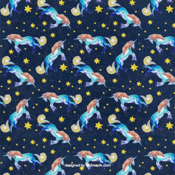Unicorns pattern painted with watercolors Unicorns pattern painted with watercolors