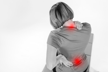 Unrecognizable woman with sore neck and back Unrecognizable woman with sore neck and back