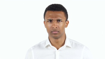Upset Sad Black Man on White Background Stock Video Footage ...
