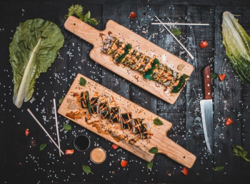 uramaki on chopping boards uramaki on chopping boards