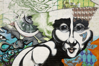 Urban grafitti art on the side of a building in downtown Phoenix Arizona.
