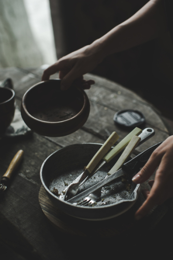 Used kitchenware after a photoshoot Used kitchenware after a photoshoot