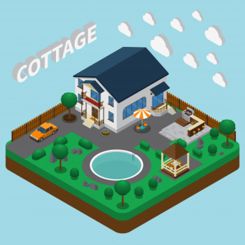 Vacation home isometric Free Vector Vacation home isometric Free Vector