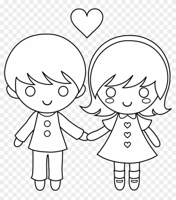 Valentine&#39;s Day Clipart Love Child - Draw A Little Boy And Girl Holding Hands