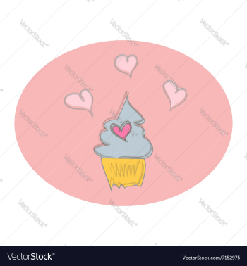 Valentine Day love sweet cupcake doodle vector image Valentine Day love sweet cupcake doodle vector image