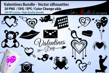 Valentines silhouette svg /Valentines SVG Cutting Templates /Eps ...