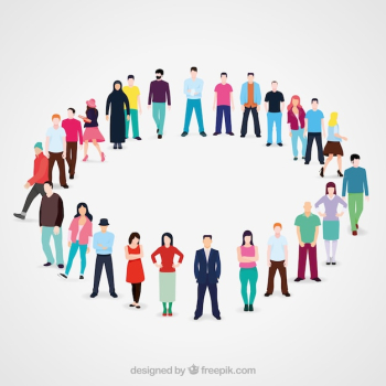 Variety of flat people in circle Variety of flat people in circle