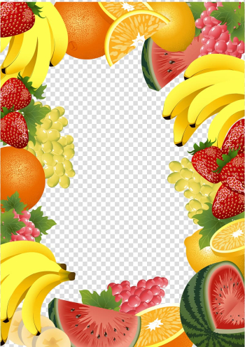 Variety of fruit illustration, Fruit frame , Fruits and vegetables material transparent background PNG clipart