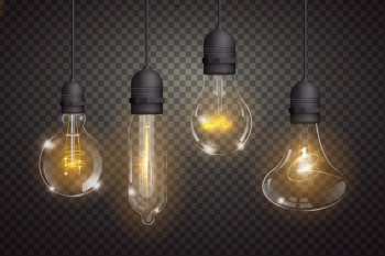 Variety of realistic light bulbs Free Vector Variety of realistic light bulbs Free Vector