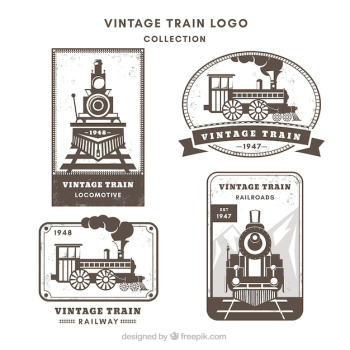 Variety of train logos in vintage style