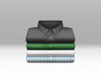 Various color, clean mens shirts, ironed and folded in stack Free Vector