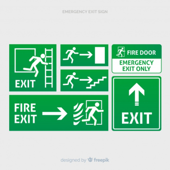 Various exit signs Various exit signs