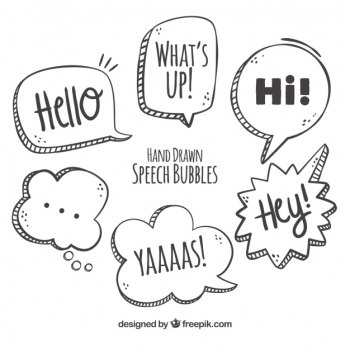 Various hand drawn speech bubbles Free Vector