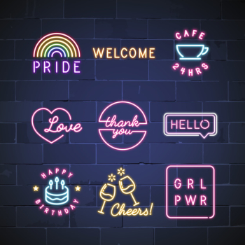 Various neon signs vector set Various neon signs vector set