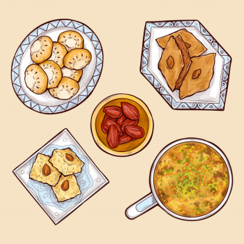 Various oriental sweets cartoon vector collection Free Vector Various oriental sweets cartoon vector collection Free Vector