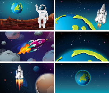 Various space scenes with earth Free Vector Various space scenes with earth Free Vector