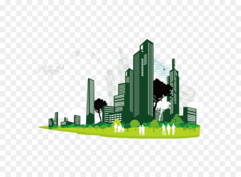 Vector Building Clip art - Buildings and trees silhouette figures vector material 