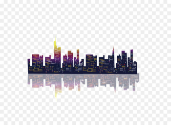 Vector Building - Vector coastal city night sky reflection scene 