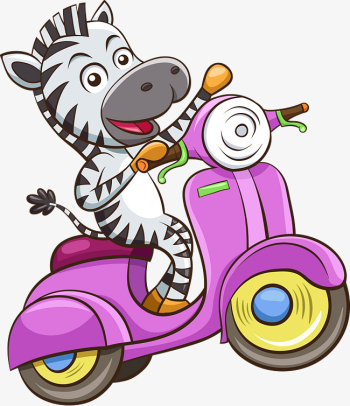 Vector Cartoon Zebra Ride Electric Vehicles, Cartoon Vector, Zebra ...