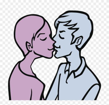 Vector Character Illustration, Two People Kiss - Vector Character Illustration, Two People Kiss