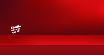 Vector,Empty vivid red color studio table room background ,product display with copy space for display of content design.Banner for advertise product on website