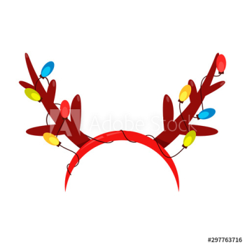 Vector holiday icon of brown reindeer antlers