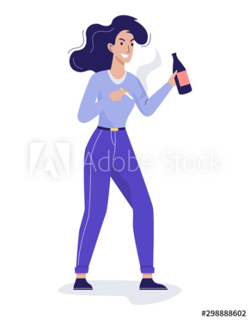 Vector illustration of bipolar symptom, character having unhealthy lifestyle