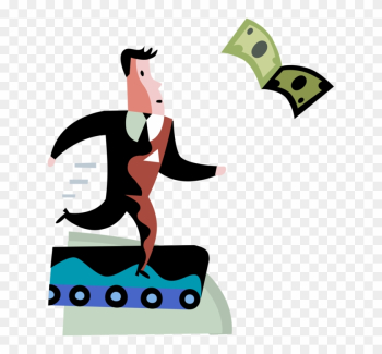 Vector Illustration Of Businessman Runs On Treadmill - Vector Illustration Of Businessman Runs On Treadmill