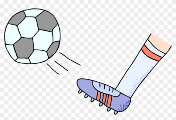 Vector Illustration Of Foot Kicks Football Soccer Ball - Foot Kicking Soccer Ball