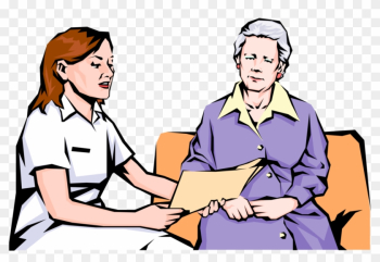 Vector Illustration Of Health Care Nurse With Elderly - Cartoon Vector Illustration Of Health Care Nurse With Elderly - Cartoon
