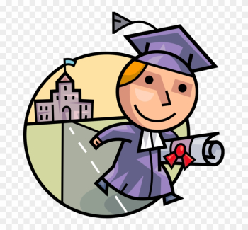 Vector Illustration Of High School, College, University - Successful Student Clipart