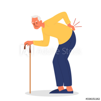 Vector illustration of old man with lumbar pain or injury Vector illustration of old man with lumbar pain or injury