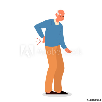 Vector illustration of old man with lumbar pain or injury Vector illustration of old man with lumbar pain or injury