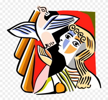 Vector Illustration Of Picasso Inspired Releasing Dove - Clip Art Vector Illustration Of Picasso Inspired Releasing Dove - Clip Art