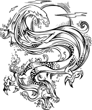 Vector Illustration of Sketchy Water Dragon