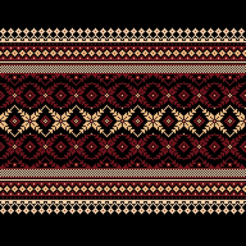 Vector illustration of Ukrainian folk seamless pattern ornament. Ethnic ornament. Border element. Traditional Ukrainian, Belarusian folk art knitted embroidery pattern - Vyshyvanka