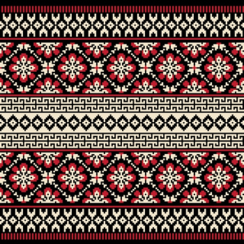 Vector illustration of Ukrainian folk seamless pattern ornament. Ethnic ornament. Border element. Traditional Ukrainian, Belarusian folk art knitted embroidery pattern - Vyshyvanka