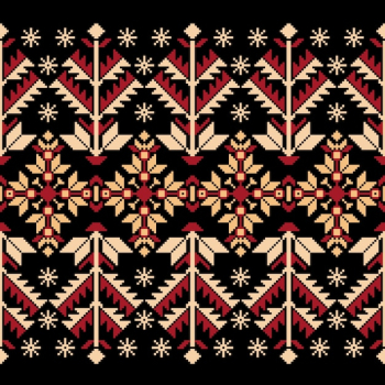 Vector illustration of Ukrainian folk seamless pattern ornament. Ethnic ornament. Border element. Traditional Ukrainian, Belarusian folk art knitted embroidery pattern - Vyshyvanka