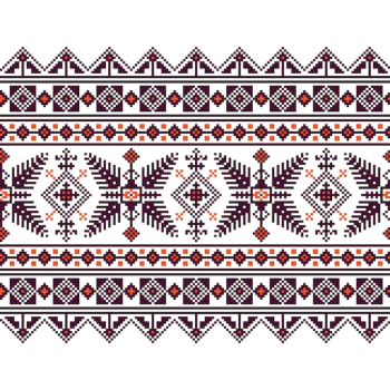 Vector illustration of Ukrainian folk seamless pattern ornament. Ethnic ornament. Border element. Traditional Ukrainian, Belarusian folk art knitted embroidery pattern - Vyshyvanka